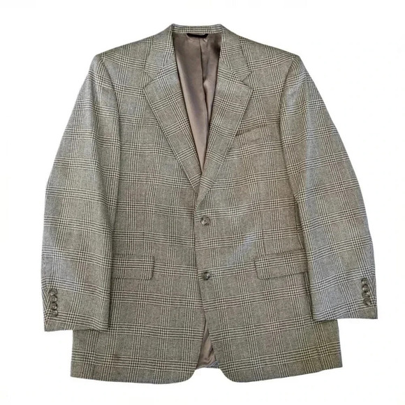 HART SCHAFFNER MARX Plaid Sport Coat Blazer Size 42 Silk BlendTwo Button